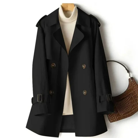 Schwarze lange trenchcoat voor dames